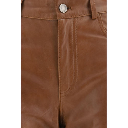 Haikure Brown Lambskin Flared Pants