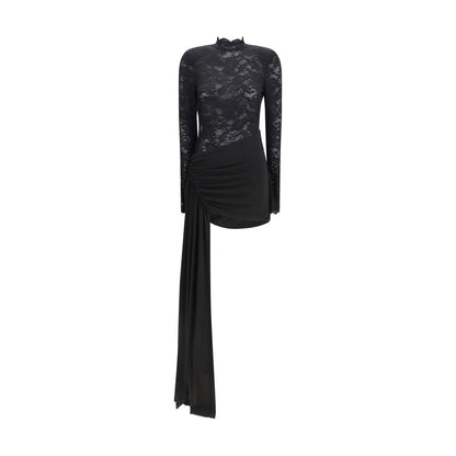 Nissa Black Nylon Cocktail Dress