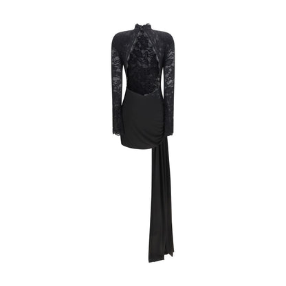 Nissa Black Nylon Cocktail Dress