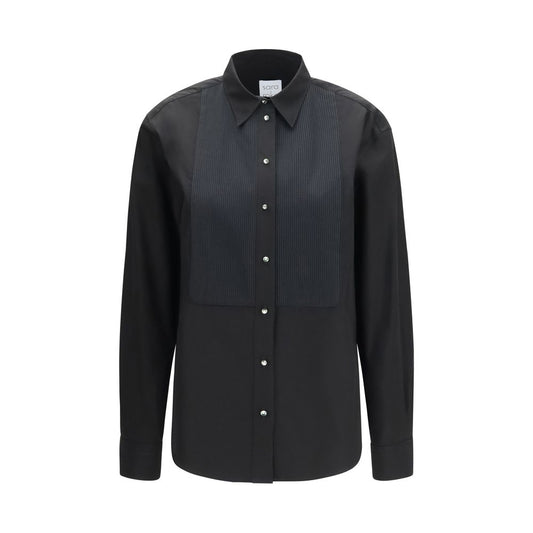 Sara Roka Black Cotton Dress Shirt