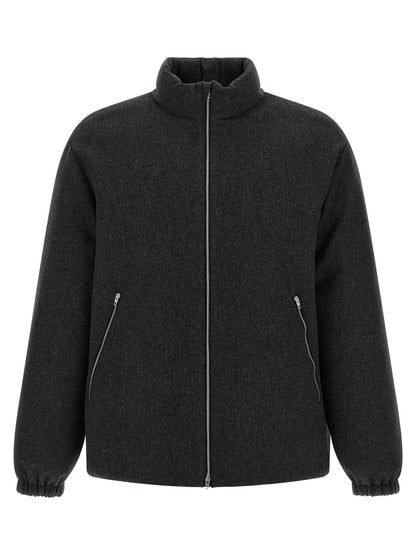 Jil Sander Gray Wool Full-Length Jacket