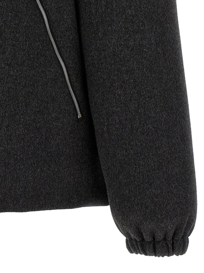 Jil Sander Gray Wool Full-Length Jacket