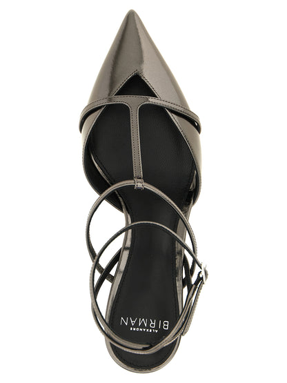 Alexandre Birman Silver Calfskin Stiletto Heel Sandals