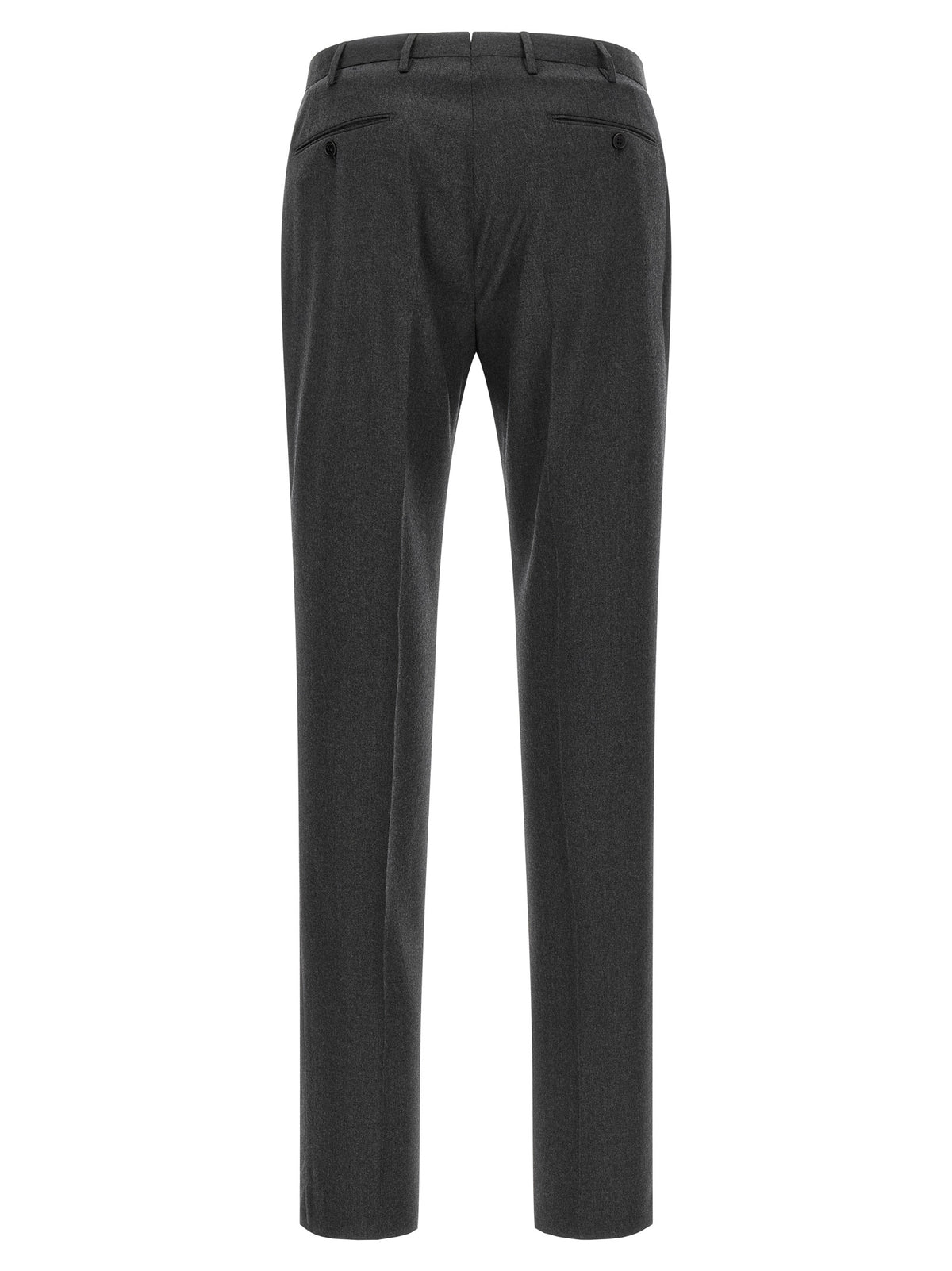 Trousers by Incotex for men in virgin wool gray features an on trend silhouette, showcasing a sophisticated straight with a long and for an on trend finish.