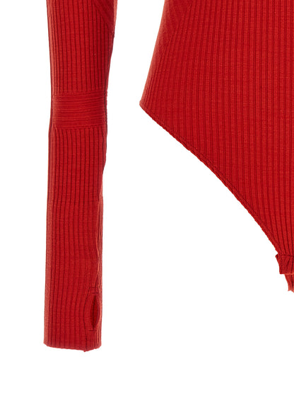 PERFECT MOMENT Red Wool Bodysuit