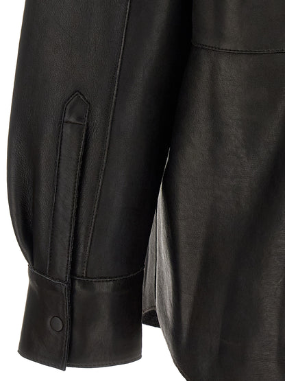 P.A.R.O.S.H. Black Lamb Leather Blouse