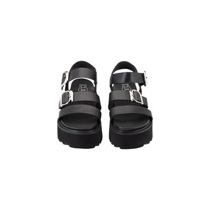 Cult Black Leather Platform Sandals