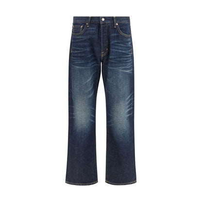 Tom Ford Blue Cotton Straight-Leg Jeans