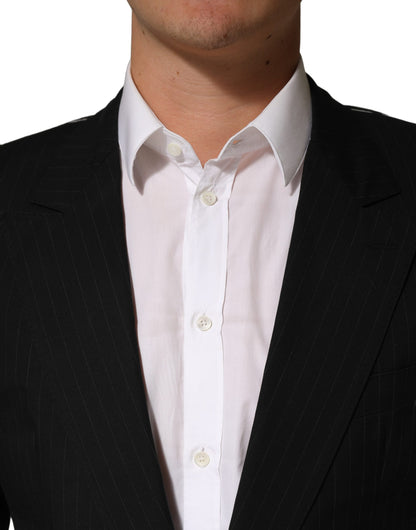 Dolce & Gabbana Black Pinstripe Men Single Breasted Jacket