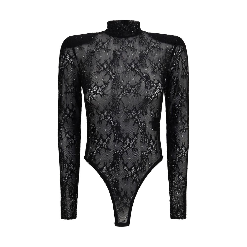 Nissa Black Nylon Bodysuit