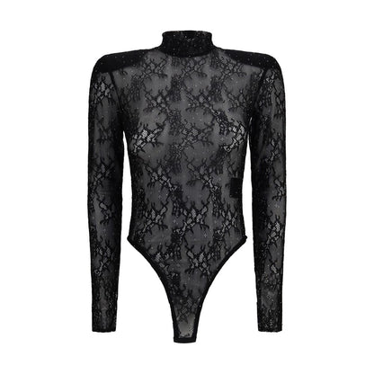 Nissa Black Nylon Bodysuit