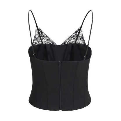 Nissa Black Polyester Sleeveles T-Shirt