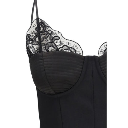 Nissa Black Polyester Sleeveles T-Shirt