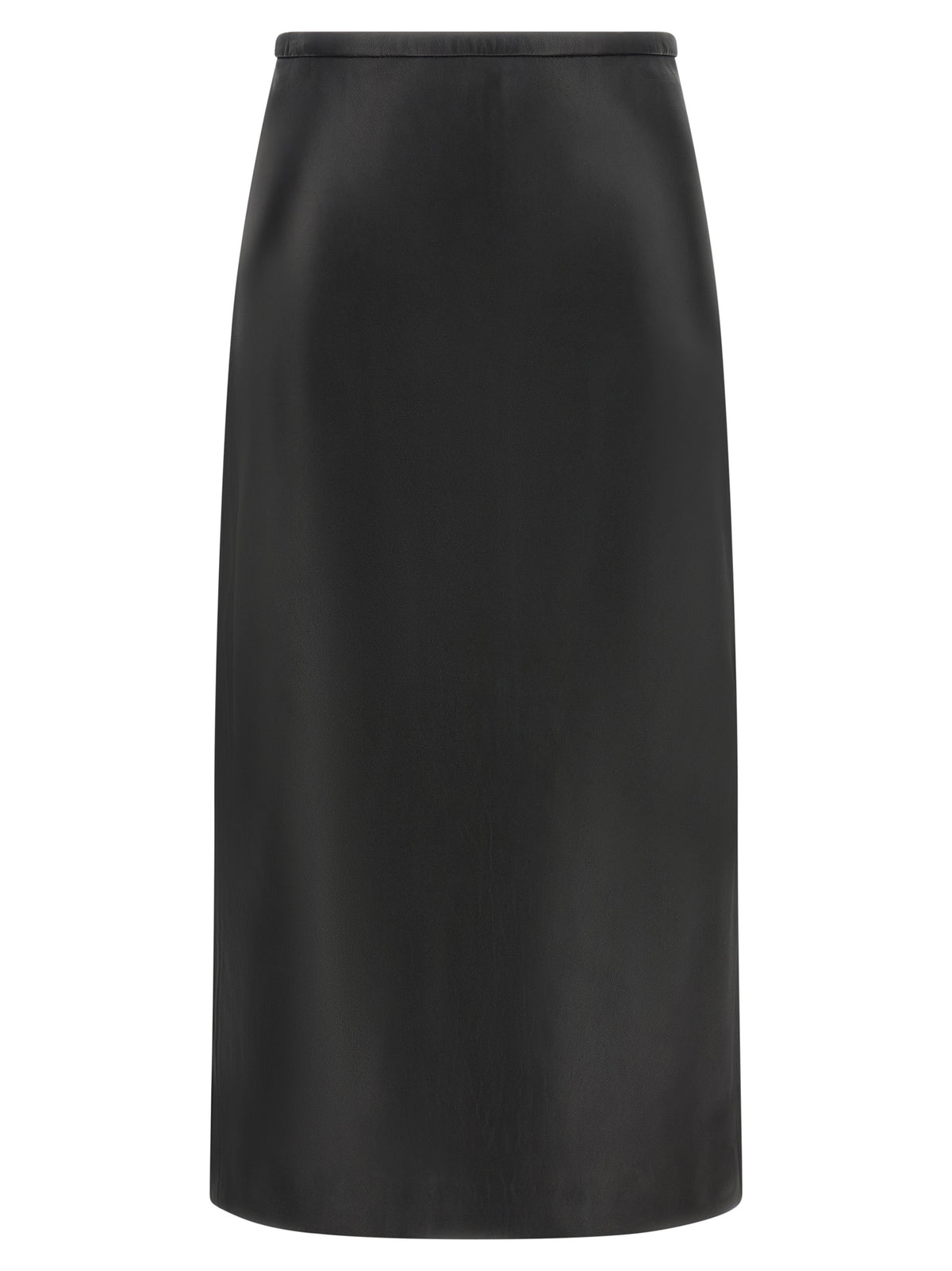 CO Black Lamb Leather Midi Skirt