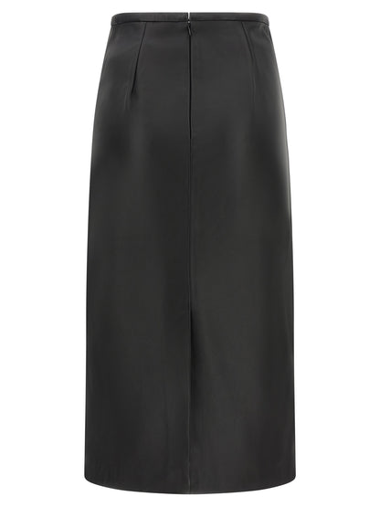CO Black Lamb Leather Midi Skirt