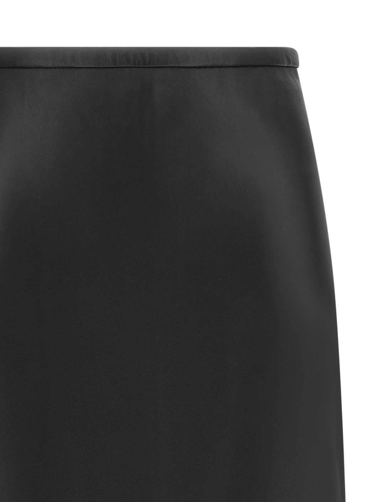 CO Black Lamb Leather Midi Skirt