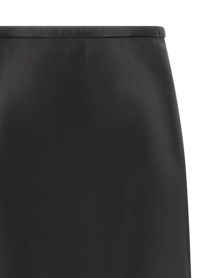 CO Black Lamb Leather Midi Skirt
