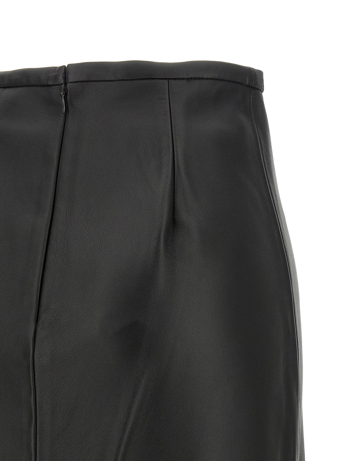 CO Black Lamb Leather Midi Skirt