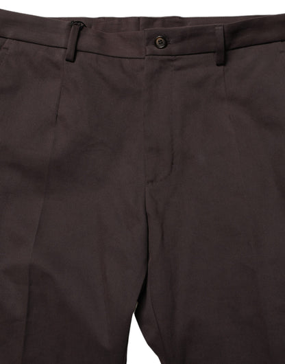 Dolce & Gabbana Brown Cotton Skinny Leg Dress Trouser Pants