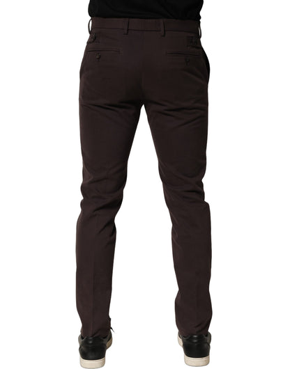 Dolce & Gabbana Brown Cotton Skinny Leg Dress Trouser Pants