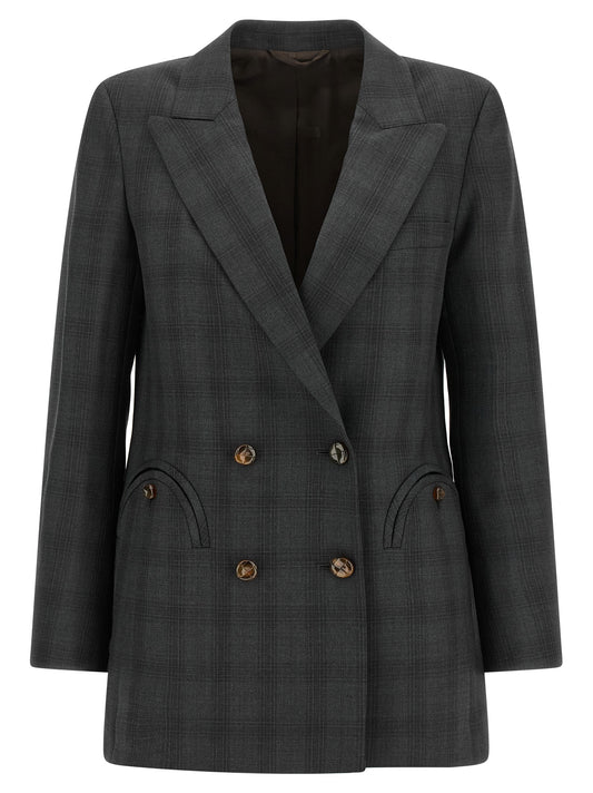 This Blazer by Blazé Milano for women in virgin wool gray & patterned presents a tailored silhouette, meticulously tailored with a tailored and distinctive for a tailored finish.