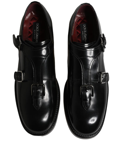 Dolce & Gabbana Black Leather Monk Strap Formal Dress Shoes