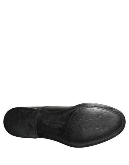 Dolce & Gabbana Black Calfskin Leather Derby Men Dress Shoes