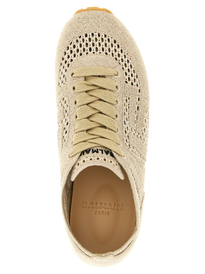 Balmain Beige Cotton Athletic Sneakers