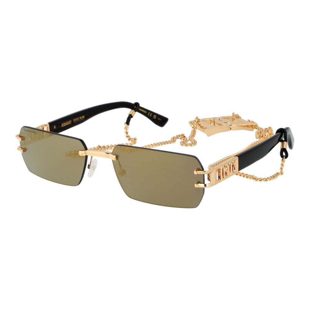 Sunglasses by Dsquared² for men in silk twill blue & gold features an timeless rectangle rimless frame design with gold coloured frame frames and category-3-dark-tint mirrored lens for a timeless finish.