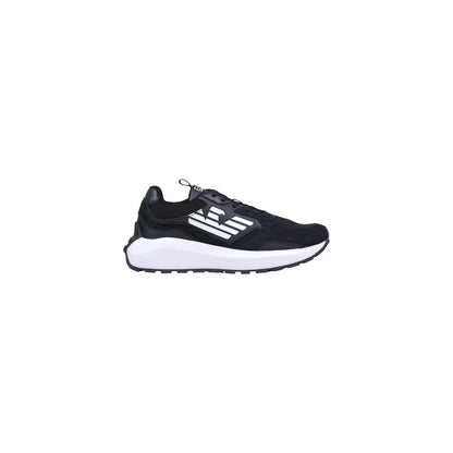 Athletic Sneakers by EA7 Emporio Armani for men in polyethylene & polyurethane black & white features an timeless silhouette from the Men's Athletic Polyethylene & Polyurethane Sneakers collection, showcasing a timeless athletic style for a timeless look.