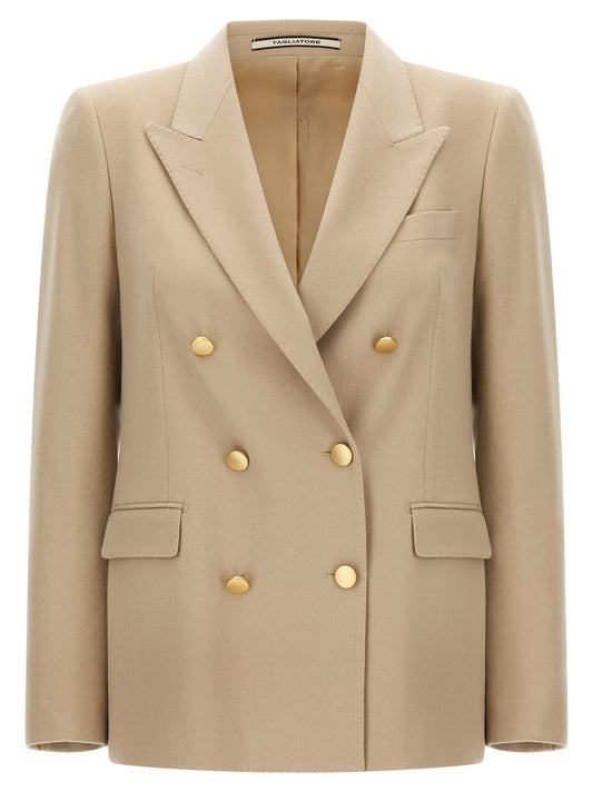 Blazer by Tagliatore for women in cashmere beige & gold features an stylish silhouette, showcasing a sophisticated and stylish for a truly stylish finish.