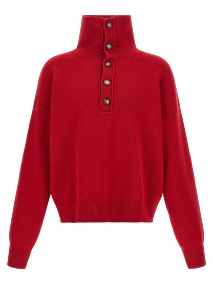 Cardigan by Ami Paris for men in leather & wool black & red features a dramatic silhouette, showcasing a sophisticated turtle high-collar neckline and dramatic detail for a timeless, premium look.