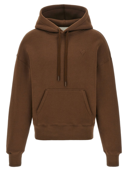 Ami Paris Brown Cotton Hoodie