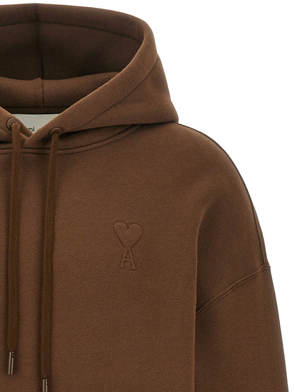 Ami Paris Brown Cotton Hoodie