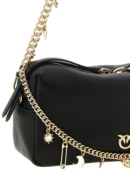 PINKO Black Lambskin Shoulder Bag