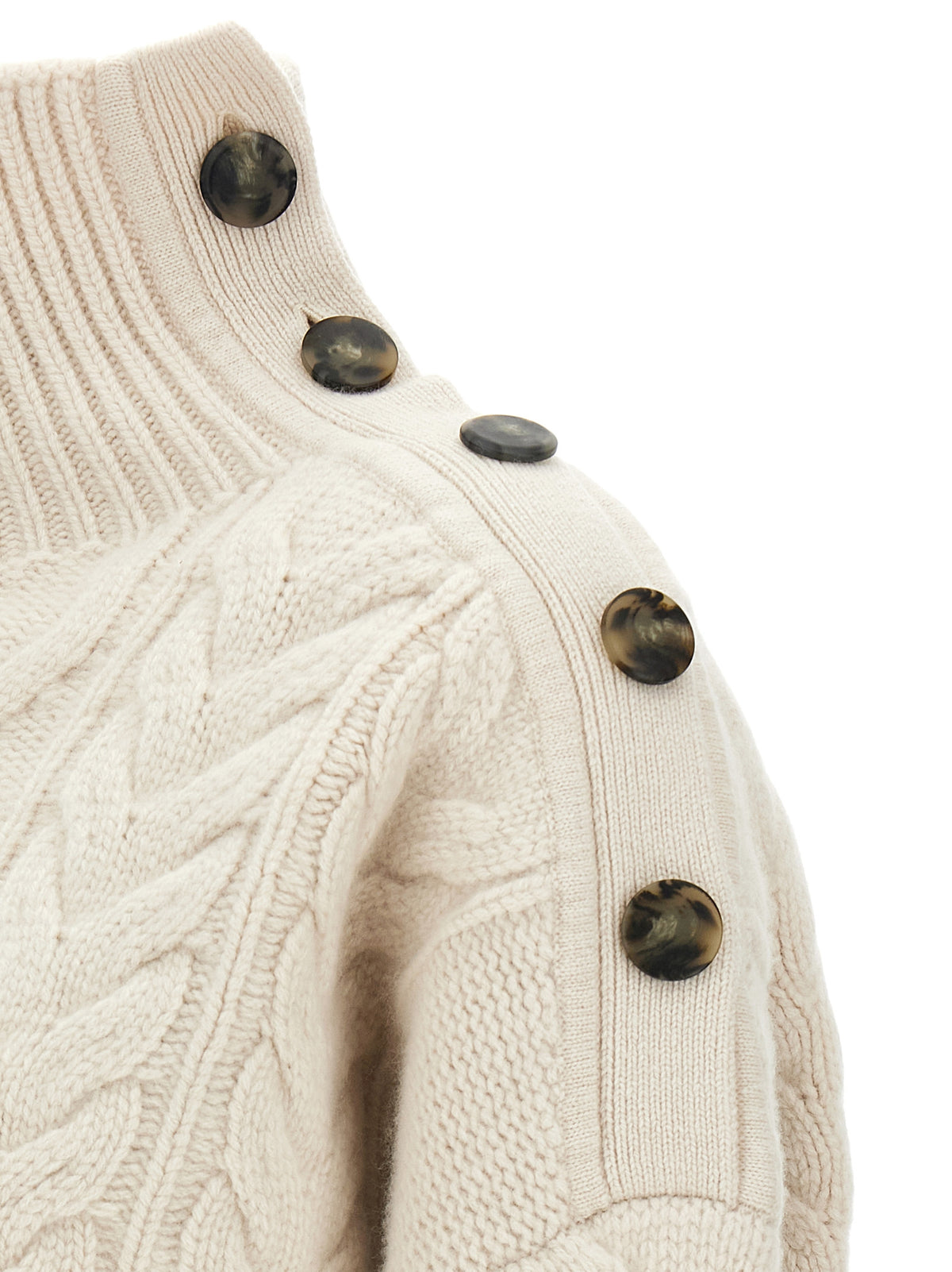 Yves Salomon White Wool Cardigan