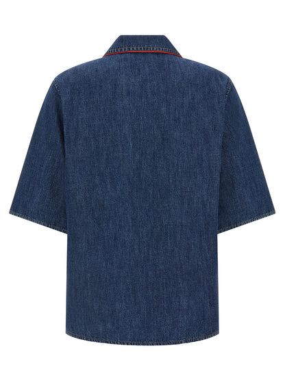 Valentino Garavani Blue Cotton Blouse