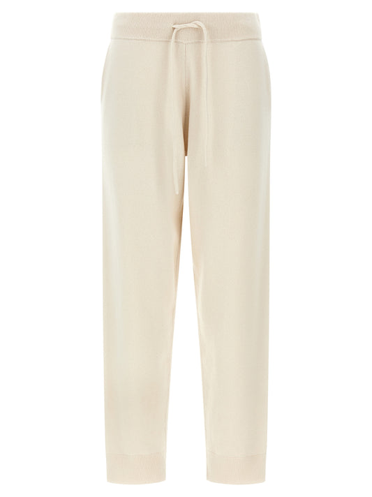 Activewear Pants by Yves Salomon for women in cashmere white features an streamlined design with adjustable-waistband, highlighting a streamlined athletic & relaxed-fit and long cut with a comfortable .