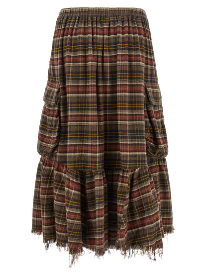 R13 Brown Cotton Mini Skirt