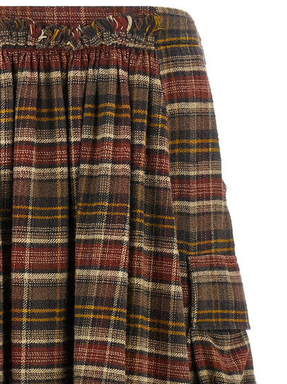R13 Brown Cotton Mini Skirt