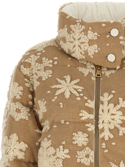 Puffer Jacket by Herno for women in polyester acrylic beige & jacquard features an on trend silhouette, showcasing refined insulated and a sophisticated high-neck neckline for a truly on trend finish.