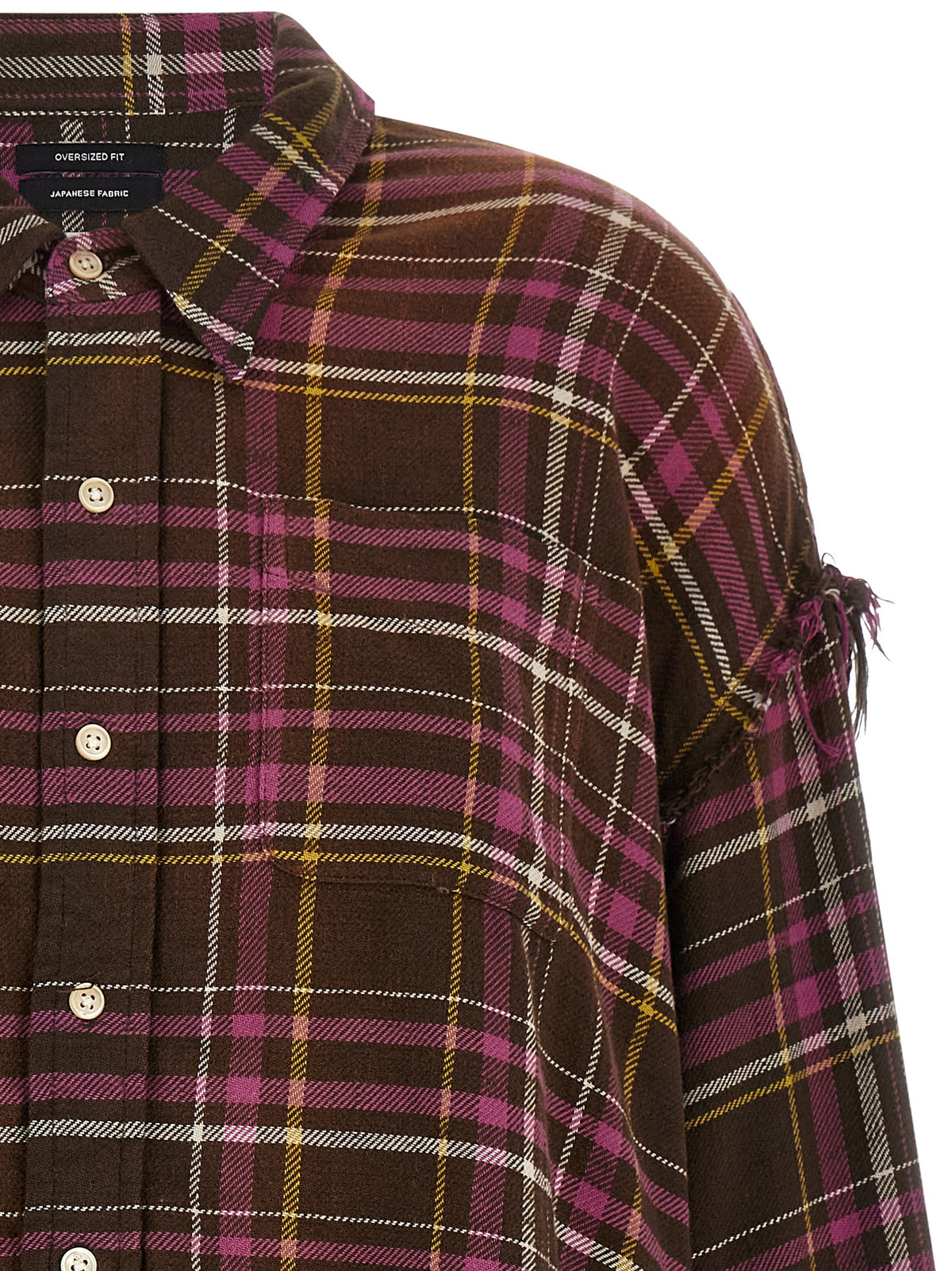 Blouse by R13 for women in cotton brown, multicolor, pink & tartan features an architectural silhouette with a refined and elegant for a architectural look.