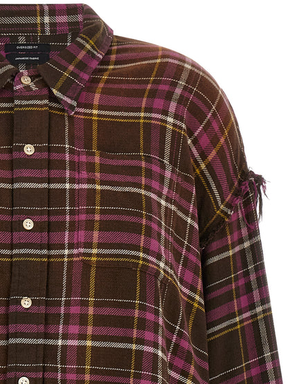 Blouse by R13 for women in cotton brown, multicolor, pink & tartan features an architectural silhouette with a refined and elegant for a architectural look.