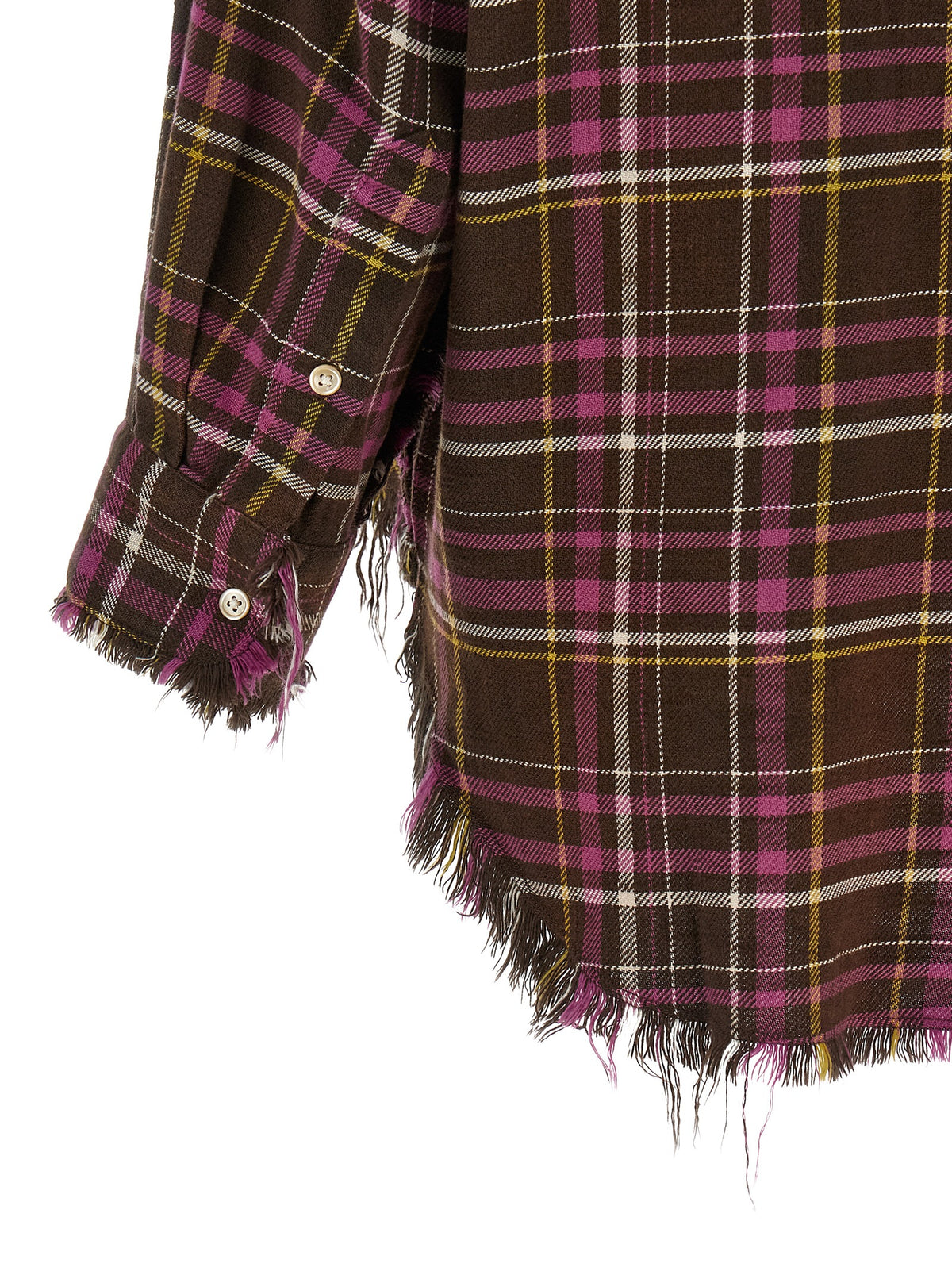 Blouse by R13 for women in cotton brown, multicolor, pink & tartan showcases a sharp silhouette, elegantly detailed with a sharp and sharp .