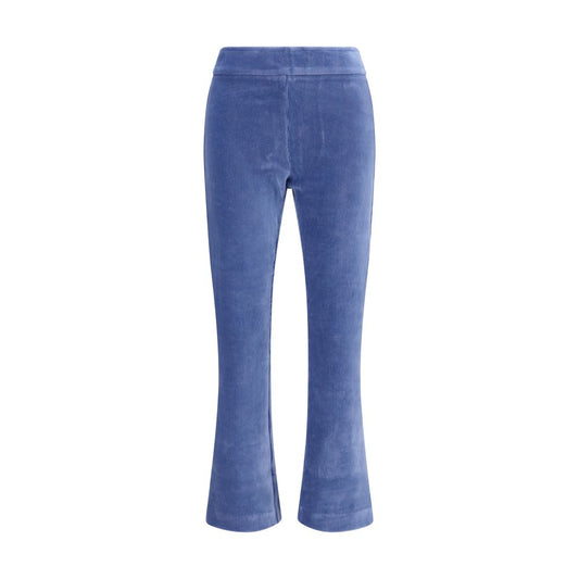 Trousers by Avenue Montaigne for women in stretch polyester cotton blue & signature features a tailored silhouette with a tailored flared, regular-fit & cropped, defined by its cropped and a sophisticated .