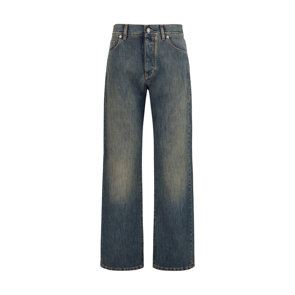 Fendi Women's Regular Fit Cotton Denim Jeans - Blue Natural Yellow
