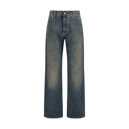 Fendi Women's Regular Fit Cotton Denim Jeans - Blue Natural Yellow