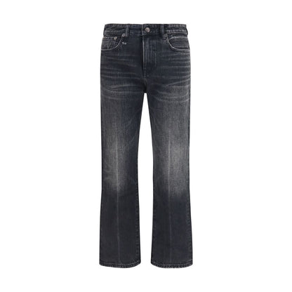 R13 Black Cotton Boyfriend Jeans