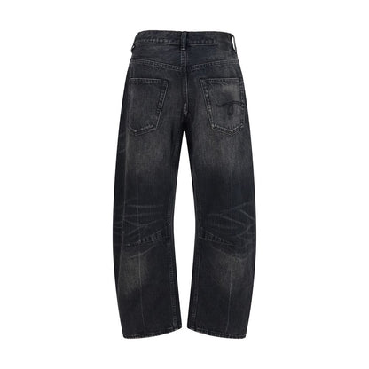 R13 Black Cotton Boyfriend Jeans