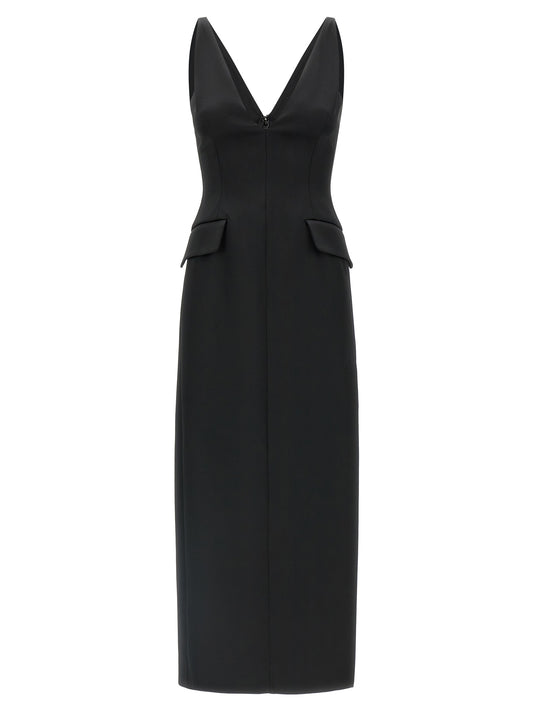 Sportmax Black Acetate Midi Dress